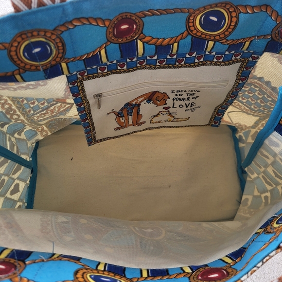 Brighton TC AR Canvas Tote All You Need Is Love with Weaved Handle NWOT - Picture 7 of 11